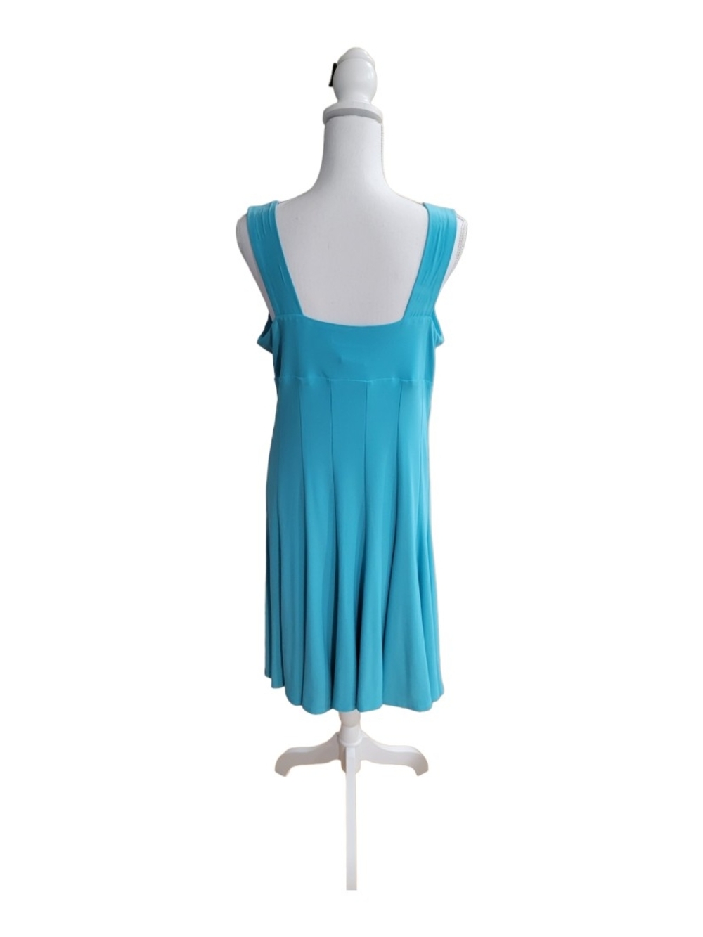 Turquoise Ruffle-Trim Square-Neck Midi Dress - Picture 4 of 7
